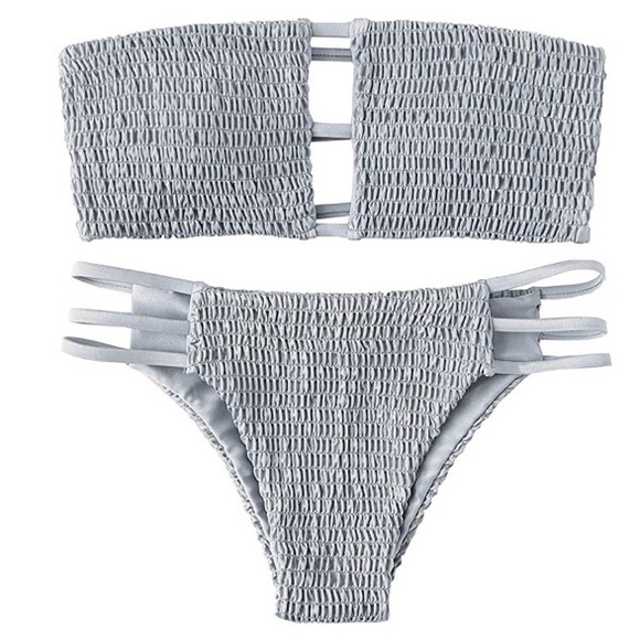 Other - ✨NEW PRICE✨ Grey bandeau two piece bathing suit